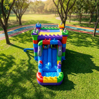Château gonflable pour enfants 4x8m avec toboggan, espace de jeu élastique, blocs de construction, aire de jeux extérieure pour le carnaval