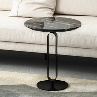 Table basse ronde en marbre artificiel, style moderne, meuble de salon