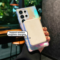 Magnetic Feather Wireless Charging Handy hülle für Samsung für Galaxy S23/S24/S25 Edge Handy hülle Laser Holo graphic