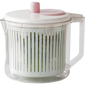 Vegetable Washer Manual Spin Dryer Basket For Kitchen Fruit And Veggie Cleaning With Lid And Handle Pink Green Color - Product Image 5