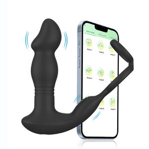 Vibratore Anale 2 <span class=keywords><strong>in</strong></span> 1 <span class=keywords><strong>in</strong></span> Silicone con Controllo APP e Anello Penieno, Giocattolo Sessuale Wireless per Massaggiatore Maschile - Product Image 1