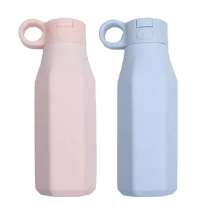 OEM 어린이 Bpa 무료 친환경 아기 실리콘 여행 병 세트 스포츠 물병 실리콘 어린이 물병 어린이 학교