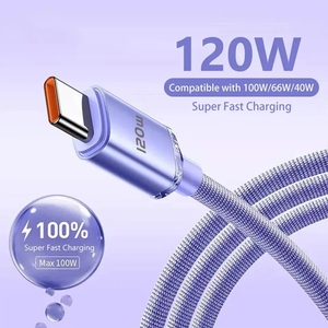 Bất 6A siêu nhanh PD 120W 1M nylon Type-C sạc cáp dữ liệu cho Huawei Đối với <span class=keywords><strong>Samsung</strong></span> phổ 120W C C sạc nhanh máy tính - Product Image 3