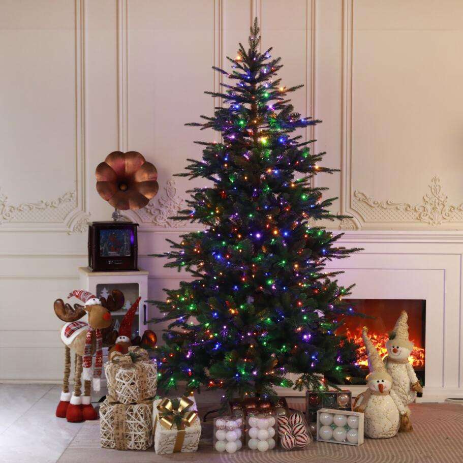 工場価格高級7フィートプレリットスプルースモミ人工装飾クリスマスツリー450 LEDライト