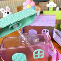 Nouvel Arrivage – Gourde Portable en Plastique de 400 ml pour Enfants, Motif Lapin, Nuage, Abeille, avec Paille, Idéale pour l'Extérieur