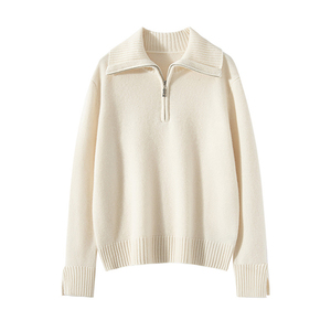 Knitwear Manufacturer Women Cashmere Polo Sport <b>Sweater</b> High Quality Cashmere <b>Sweater</b> Knit Cashmere <b>Quarter</b> <b>Zip</b> Women <b>Sweaters</b> - Product Image 2