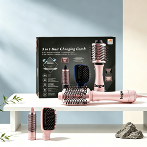 <span class=keywords><strong>Brosse</strong></span> à <span class=keywords><strong>cheveux</strong></span> électrique compacte professionnelle à air chaud avec 3 réglages de température <span class=keywords><strong>et</strong></span> fonction de bouclage, outil de coiffage - Product Image 1