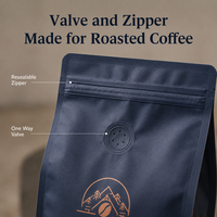 Bolsa de café personalizada al por mayor con fondo plano, válvula y cremallera para tostadores de café, marcas minoristas y envasado a granel de granos de café