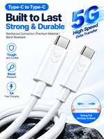 Kabel Tipe C Ke Tipe C 240W 5Gbps Kabel USB-C Transfer Data Pengisian Cepat Kabel Pengisi Daya Aman Tahan Lama untuk Ponsel Tablet Laptop