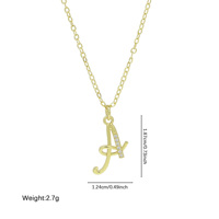 Collier avec initiale plaqué or, pendentif lettre, zircon blanc, script cursive, ton or, cristal, bijoux personnalisés, cadeau pour femmes