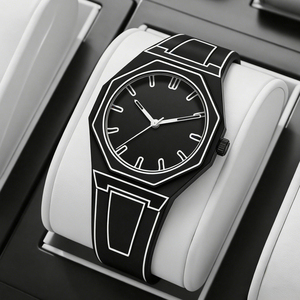 Reloj de Cuarzo de Silicona con Diseño de <span class=keywords><strong>Manga</strong></span> y Pintura Artística, Forma Octogonal, para Hombre, Venta al Por Mayor, Relojes Hombre - Product Image 1