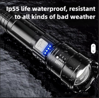 Lampe torche LED à zoom haute puissance avec plus de 1000 lumens, IP55, pour patrouille extérieure et autodéfense, recharge USB, corps en alliage d'aluminium