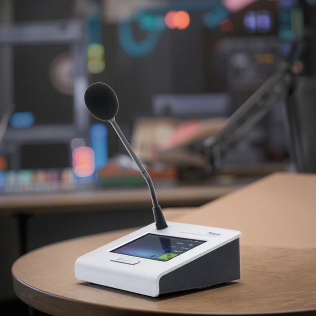 Thinuna IP-9633RM III IP PA System POE SIP Intercom Network Microphone Workstation with 7-inch Touch Screen & Gooseneck Mic