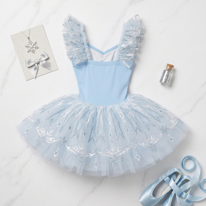 Vestido de Ballet Profesional para Niñas con Estampado de Copos de Nieve, Color Azul Hielo, Disfraz de Princesa para Actuaciones Escénicas, Personalizable - Product Image 5