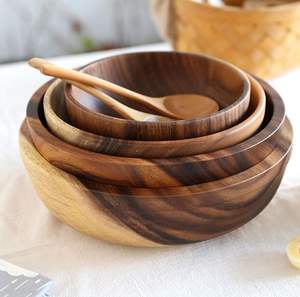 Set di Ciotole in Legno per Insalata e Zuppa a Prezzo Vantaggioso, Pratiche Ciotole per Mescolare per Cucina Domestica - Product Image 5