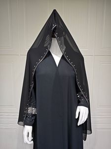 Cardigan di Alta Qualità per l'Eid, Abaya Nera con Strass e Perle, Cristalli Scintillanti, Kimono Dubai, Abaya Aperta, Abito Musulmano, Abbigliamento Islamico - Product Image 6