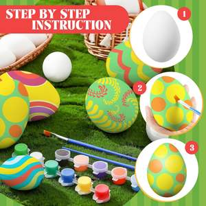 Kit de 24 Piezas para Colorear Huevos de Pascua, Pinturas para Decorar, Huevos Blancos de Ascenso Lento, Juguetes, Manualidades, Recuerdos para Fiestas, Suministros para Niños - Product Image 3