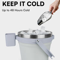 Seau à glace isotherme à double paroi de 7 L avec couvercle et cuillère pour cocktails, vin, bière, réceptions, camping, acier inoxydable, fête