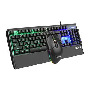 SAMA Mechanical Keyboard and Mouse Gaming Colorful USB Keyboard Mouse Combo Wired Set