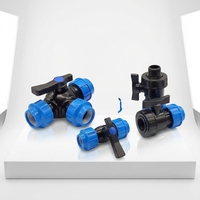 Vanne à bille à trois voies en PP, raccords à compression en PP, connecteur rapide HDPE, système d'irrigation goutte à goutte, vanne à bille en PP pour l'alimentation en eau