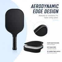 Raquette de pickleball en polypropylène, design sans bords, noyau en nid d'abeille en carbone 18K, construction monobloc, technologie thermoformée