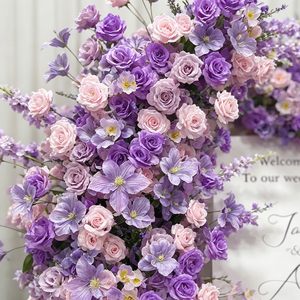 Promise Handmade <b>Artificial</b> <b>Flower</b> Arch Purple Pink Mixed Romantic Wedding Decoration Reusable Recyclable - Product Image 3