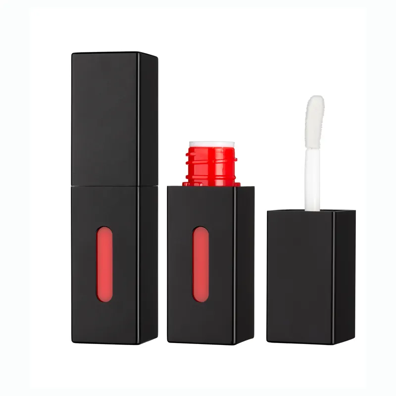 HUIHO New Design Benutzer definierte Lipgloss-Tuben mit Logo,Black Square Beauty Kosmetik verpackungs behälter Leere Lipgloss-Tuben