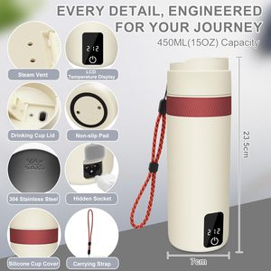 500ml Portable Mini Electric Kettle Temperature Controlled Electric <b>Heating</b> Water Cup Kettle Boiler for Household Travel - Product Image 3