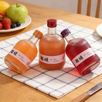 Bouteilles de vin et de jus en verre blanc cristallin transparent avec logo personnalisé imprimé à l'écran, rayures verticales, 200 ml, 375 ml, 500 ml, bouchon à vis pour tequila