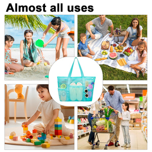 Dongyu Hot Bán mới nhất Mô hình bãi biển màu xanh lá cây và màu tím Organiser lưới túi lớn bãi biển không thấm nước Tote Túi - Product Image 5