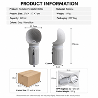 Gourde d'eau portable pour chien 620 ml, anti-fuite, détachable, facile à nettoyer pour les promenades, les randonnées et les voyages