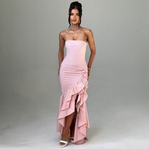 <span class=keywords><strong>Robe</strong></span> longue à volants cascade sexy King Mcgreen Star, <span class=keywords><strong>robe</strong></span> de soirée unie à épaules dénudées, fendue, plissée, <span class=keywords><strong>robe</strong></span> de femme pour les vacances - Product Image 3