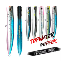 Leurre artificiel de pêche en eau salée et lac, 190 mm, 60 g, ABS, Slim Popper, pour Marlin, Thon, Amberjack, Kingfish, Dorade, leurre de surface dur