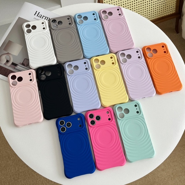 Liquid Silicone Phone Case with Water Ripple Texture for iPhone 17 Pro Max, Shockproof Protective Cover with Anti-Slip Grip