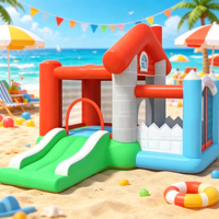 Château gonflable personnalisé avec toboggan pour enfants, idéal pour les fêtes d'anniversaire en extérieur et la location d'événements