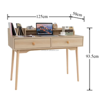 Bureau PC Moderne Grand Format pour Télétravail, Design Simple, Table d'Écriture en Bois Durable avec Étagère de Rangement Intégrée, Gain de Place