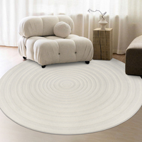 Tapis rond moderne imperméable et résistant aux taches, fabriqué à la machine, pour salon, couleur crème, tapis d'appoint en fibre de diatomée