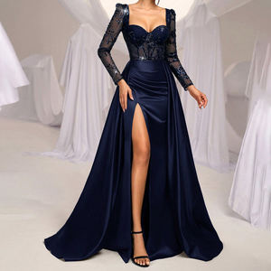 Vestido <span class=keywords><strong>de</strong></span> lentejuelas encantador, elegante y lujoso, vestido <span class=keywords><strong>de</strong></span> cola <span class=keywords><strong>de</strong></span> pez ajustado <span class=keywords><strong>de</strong></span> manga larga <span class=keywords><strong>de</strong></span> satén, vestido <span class=keywords><strong>de</strong></span> <span class=keywords><strong>noche</strong></span> formal <span class=keywords><strong>de</strong></span> sirena - Product Image 1