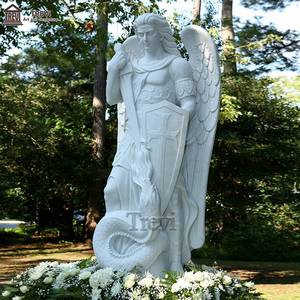 Estatua <span class=keywords><strong>de</strong></span> San Miguel Arcángel <span class=keywords><strong>de</strong></span> Mármol Blanco <span class=keywords><strong>de</strong></span> 1,8 m (6 pies) <span class=keywords><strong>de</strong></span> TREVI, Escultura Religiosa Católica para Protección del Hogar y Jardín - Product Image 5