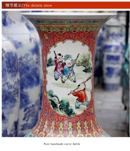 Jingdezhen Cerámica Dibujado a mano Paisaje Figura Piso Florero grande Muebles <span class=keywords><strong>para</strong></span> el hogar Vestíbulo del hotel Patio Florero Ornamento - Product Image 2
