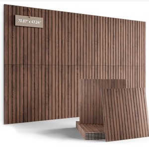 Pannello Acustico 3D Stereo Autoadesivo in Fibra di Poliestere, Griglia Effetto Legno, Adesivo Murale Fonoassorbente - Product Image 4
