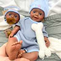 Poupée Reborn en Silicone Plein Corps de 18 Pouces, Réaliste avec Veines Visibles, Poupée Nouveau-né Noire avec Vraie Tête de Garçon, Collection en Gros, Cadeau