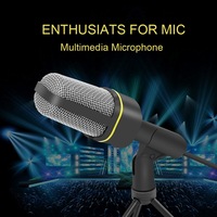 Microphone à condensateur 3,5 mm - Microphone portable léger en plastique/métal pour ordinateur de bureau, à directivité omnidirectionnelle