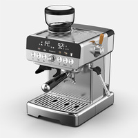 Machine à café expresso italienne commerciale semi-automatique avec broyeur électrique en acier inoxydable et double chaudière
