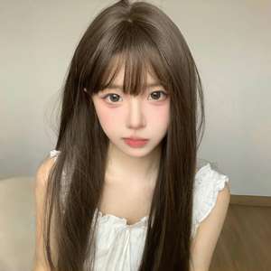 วิกผมยาวตรงสไตล์โลลิต้า พร้อมผมหน้าม้าปัดข้าง เส้นผมธรรมชาติ ใยคาเนคาลอน ผ้าลูกไม้โปร่งใส เหมาะกับทุกรูปหน้า - Product Image 1