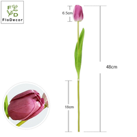 Großhandel 48CM Künstliche Seiden-Latex-beschichtete Lila Einzelne Tulpe mit Echtgefühl für Hochzeit, Zuhause, Restaurant, Party-Dekoration