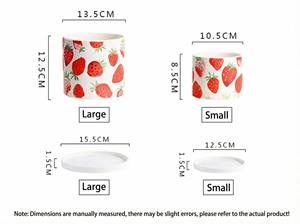 Maceta de Cerámica con Bandeja, Diseño de Frutas (Fresa y Limón), Ecológica, Duradera, con Orificio de Drenaje, Moderna y Minimalista - Product Image 6