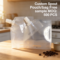 Pochette à bec verseur transparente personnalisée OEM, emballage alimentaire liquide de qualité alimentaire avec bouchon à bec verseur