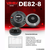 Haut-parleur de compression VAMAV DE82-8 110W HF, 8 ohms, 2,85 pouces, aimant en ferrite 62 oz, pour système audio