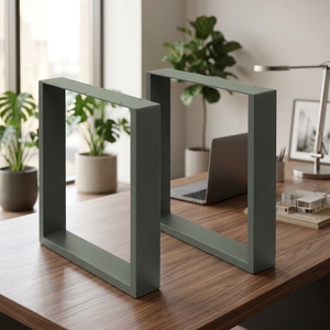 Pieds de table en métal noir 70 x <span class=keywords><strong>72</strong></span> cm, bases de table trapézoïdales pour tables à manger, tables basses et tables de travail sur mesure - Product Image 3